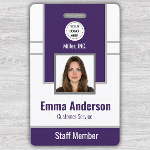 Badge de photo d'employé Purple   Sécurité de l'en