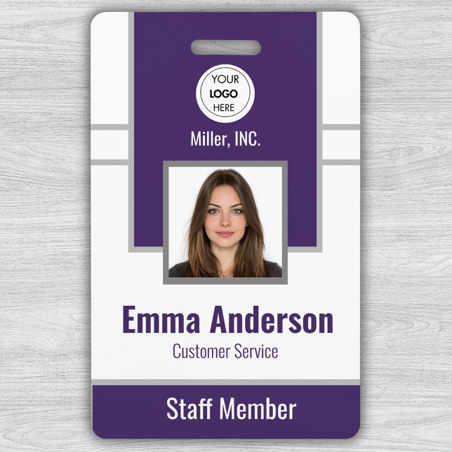 Badge de photo d'employé Purple | Sécurité de l'en (Créateur téléchargé)
