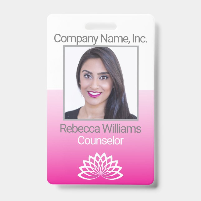 Badge de photo d'employé - Rose (Avant)