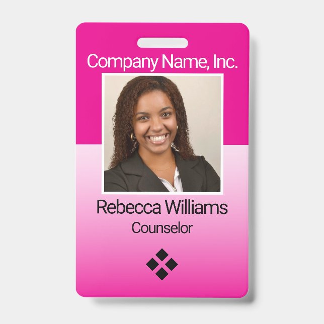 Badge de photo d'employé - Rose (Avant)