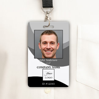 Badge de photo d'identité de logo noir et blanc
