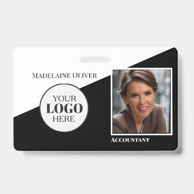 Badge de photo d'identité d'employé avec logo noir (Avant)