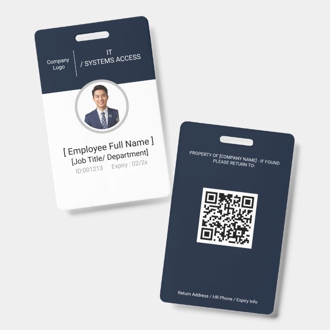 Badge de photo d'identité d'employé d'entreprise p (Avant & arrière)