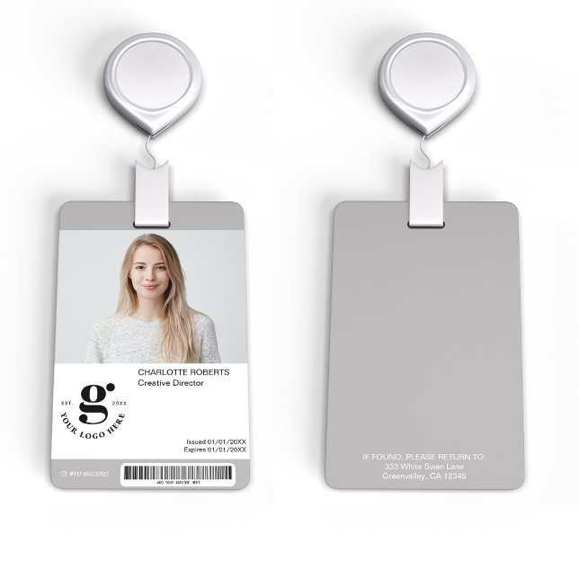 Badge de photo d'identité du personnel gris avec c (Créateur téléchargé)