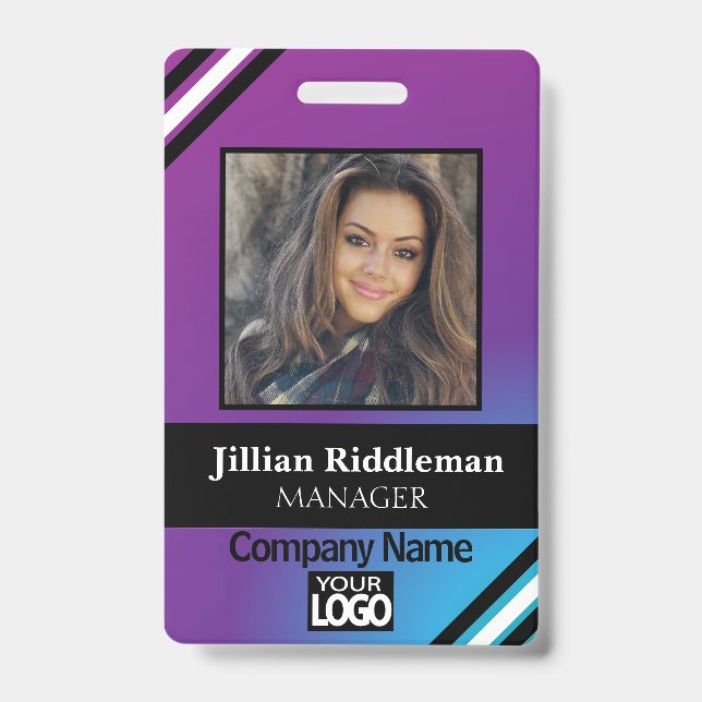 Badge de photo et de logo à dégradé de violet et d (Avant)
