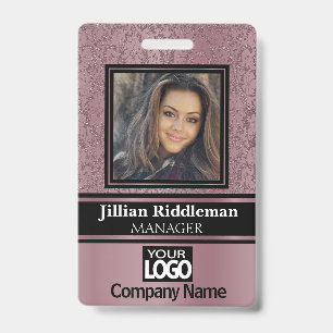 Badge de photo et de logo noir et or rose