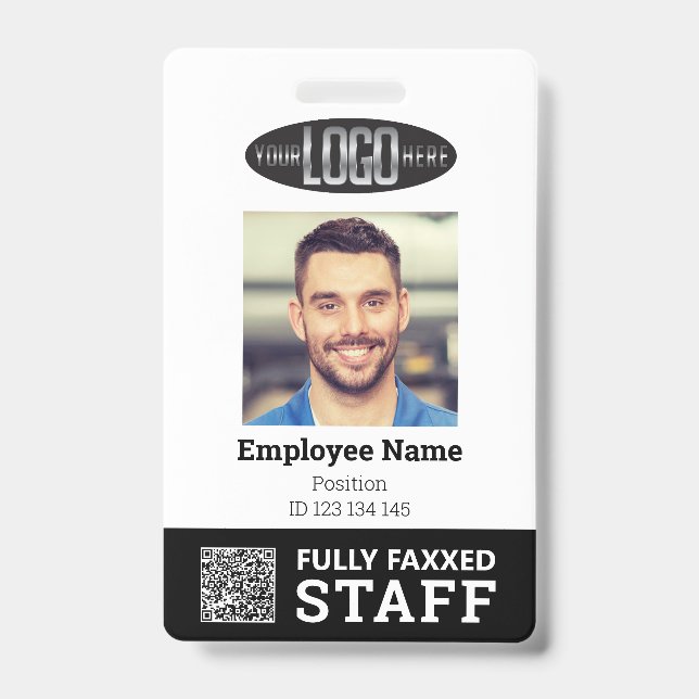 Badge de photo ID et code QR pour employé du comme (Avant)