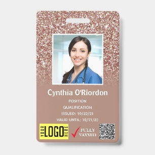 Badge de photo ID médical avec code-barres QR pail
