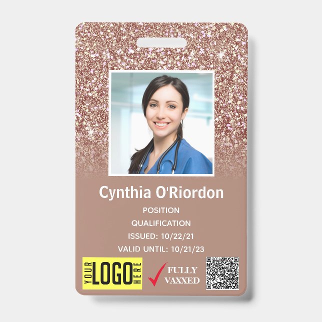 Badge de photo ID médical avec code-barres QR pail (Avant)