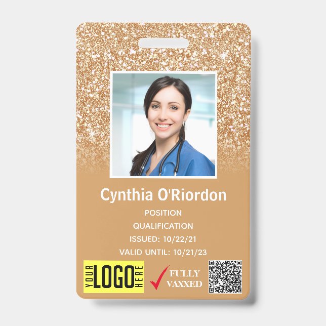 Badge de photo ID médicale avec QR code et code-ba (Avant)
