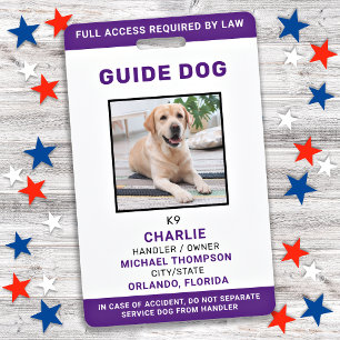 Badge de photo personnalisé de chien guide de serv