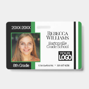Badge de photo scolaire - Vert, Noir Blanc