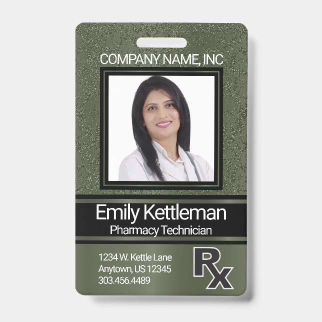Badge de photographe technicien en pharmacie - Ver (Avant)
