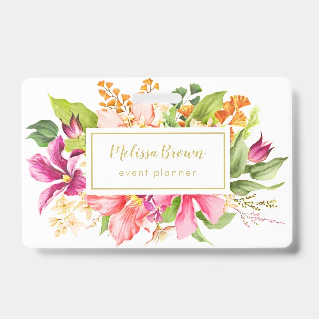 Badge de planificateur d'événement Fleurs Vintage  (Avant)