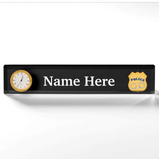 badge de police et menottes ajouter le nom plaque