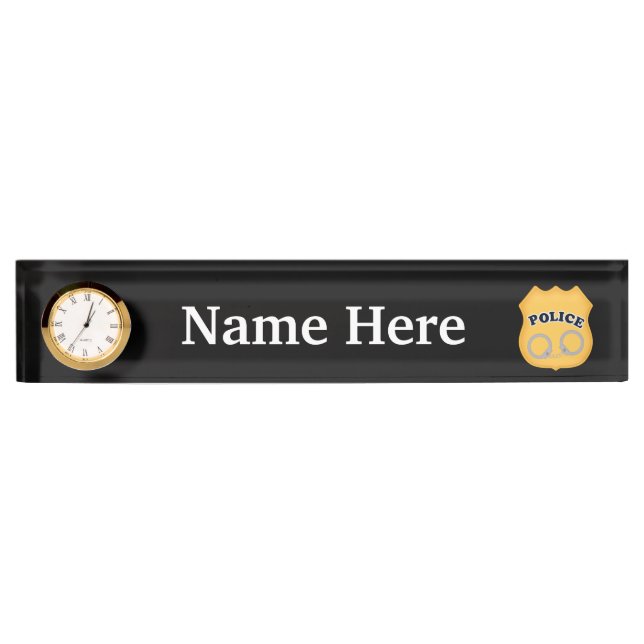 badge de police et menottes ajouter le nom plaque (Devant)