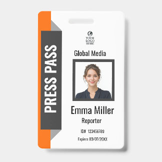 Badge de presse personnalisé noir et orange | Cart