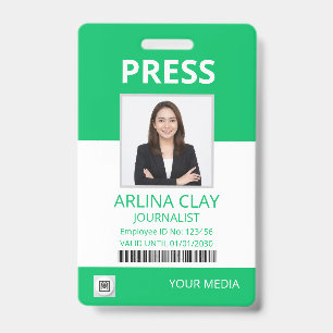 Badge de presse photo journaliste Média Passe Vert
