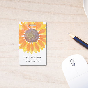 Badge de professeur de yoga personnalisé Tournesol