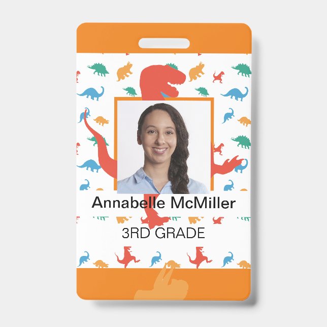 Badge de professeur d'enseignant de dinosaure (Avant)
