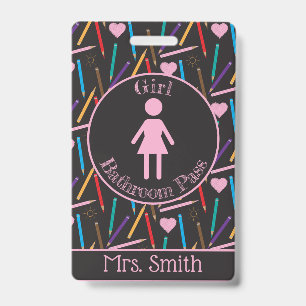 Badge de salle de bain fille crayons de couleur ép