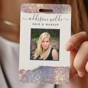 Badge de salon Iridescent Violet Or Glam Glitter