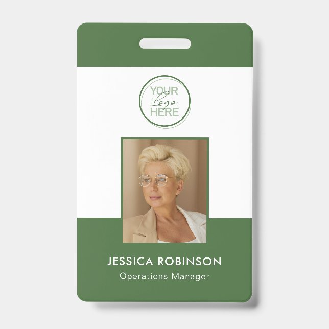 Badge de sécurité avec photo et logo pour employé, (Avant)