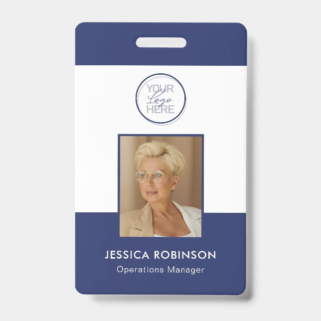 Badge de sécurité avec photo et logo pour employé, (Avant)