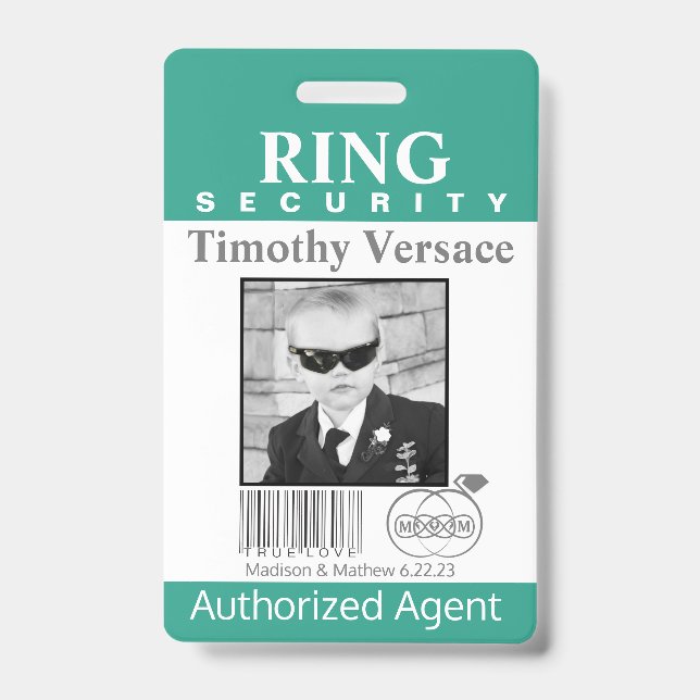 Badge de sécurité de porteur de bague vert émeraud (Avant)