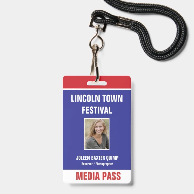 Badge de sécurité média avec code QR pour événemen (Avant avec lanière)