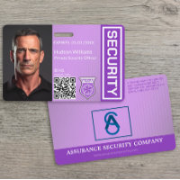 Badge de sécurité personnalisé violet avec photo
