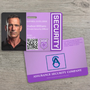 Badge de sécurité personnalisé violet avec photo
