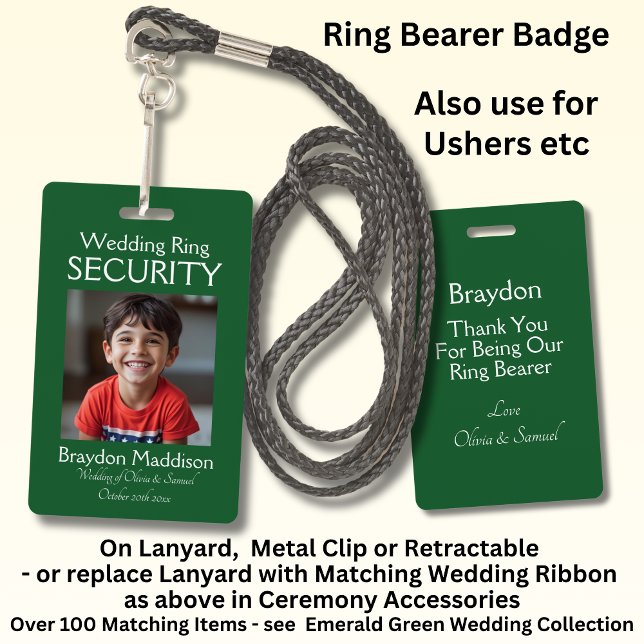 Badge de sécurité photo de porteur de bague Vert é (Créateur téléchargé)