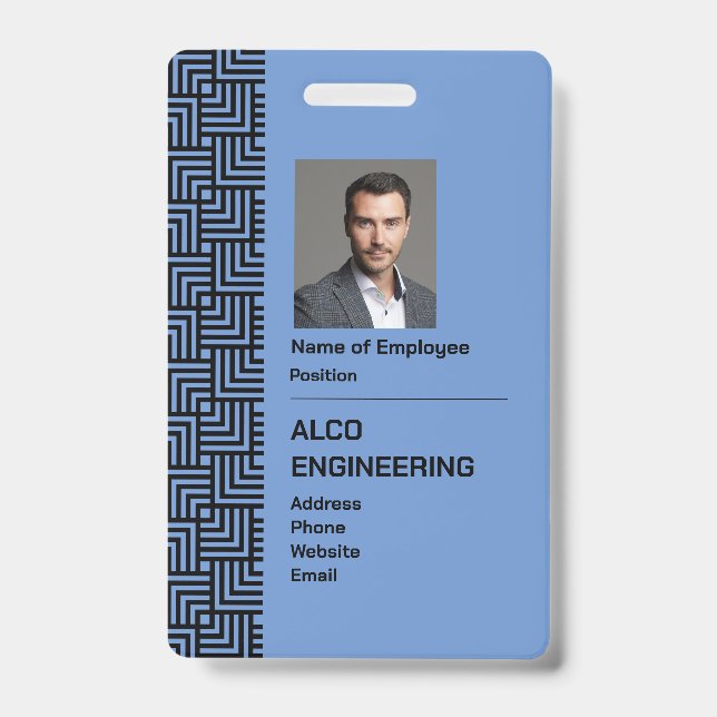 Badge de sécurité vertical avec photo de l'employé (Avant)