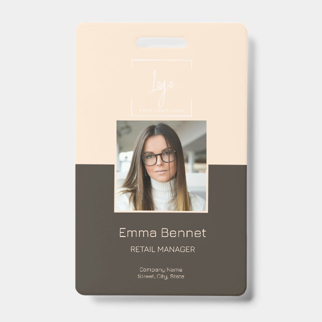 Badge de société avec photo d'employé et logo pers (Avant)