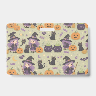 Badge de sorcières d'Halloween mignonnes et effray