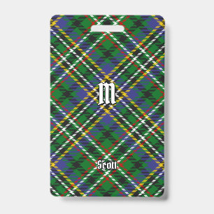 Badge de tartan vert du clan Scott