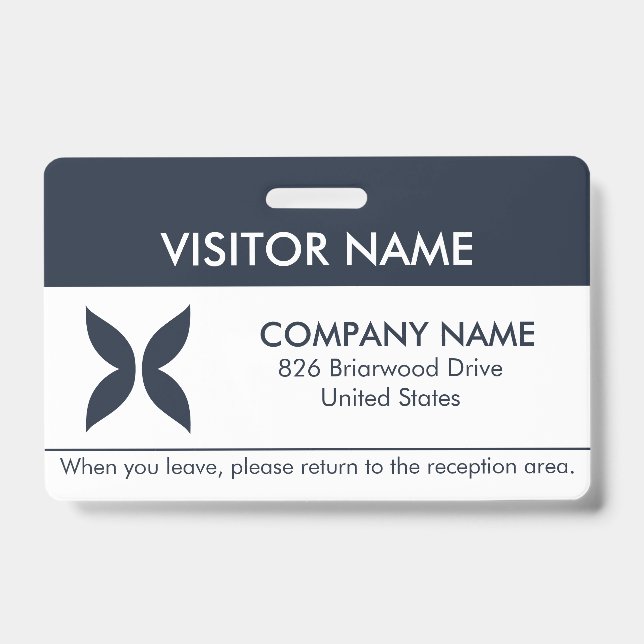 Badge de visiteur avec un logo simple (Avant)