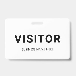 Badge de visiteur d'entreprise noir et blanc