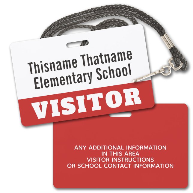 Badge de visiteur - Écoles des parents - PEUT MODI (Visitor Badge for a School or other institution. Customize with the business name and other info.)