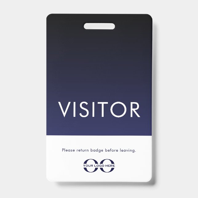 Badge de visiteur Logo de l'entreprise Bleu marine (Avant)