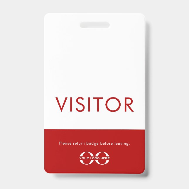 Badge de visiteur Logo de l'entreprise Rouge (Avant)