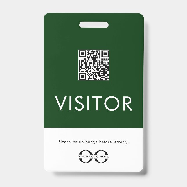 Badge de visiteur vert personnalisé avec code QR (Avant)