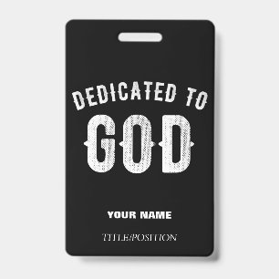 BADGE DÉDIÉ À DIEU TEXTE BLANC PERSONNALISABLE