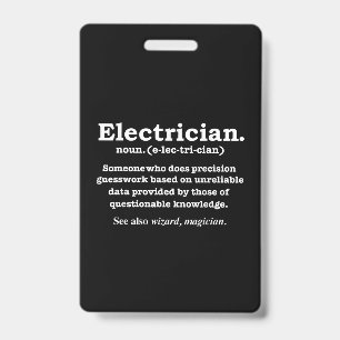 Badge Définition d'électricien drôle Cadeau de remise de