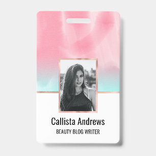 Badge Dégradé Aquarelle Aqua Rose Artsy Moderne