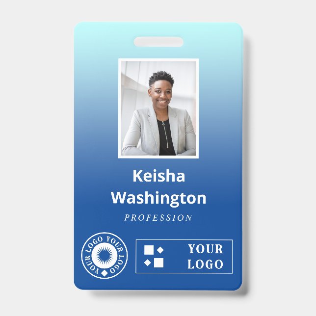 Badge Dégradé bleu Ajouter deux logos ID employé (Avant)