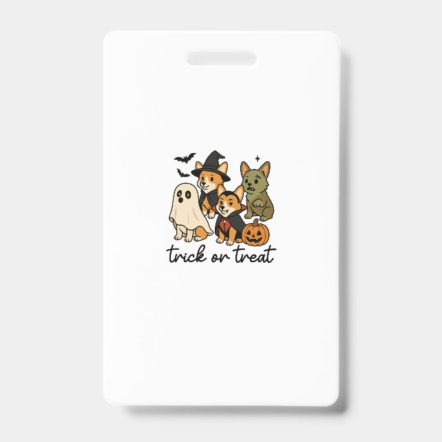 Badge déguisement d'Halloween corgi  (Avant)