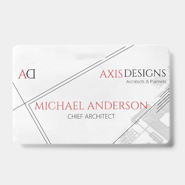 Badge d'employé d'architecte avec plan d'architect (Avant)
