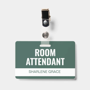 Badge d'employé de chambre d'hôtel vert personnali